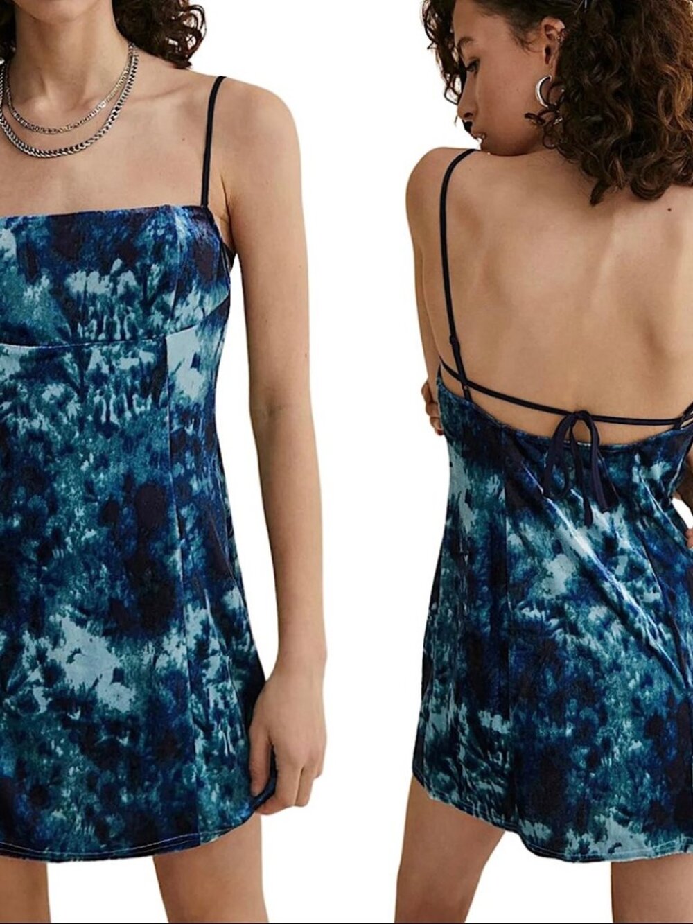 urban outfitters dawn blue velvet mini dress 🤍 xs